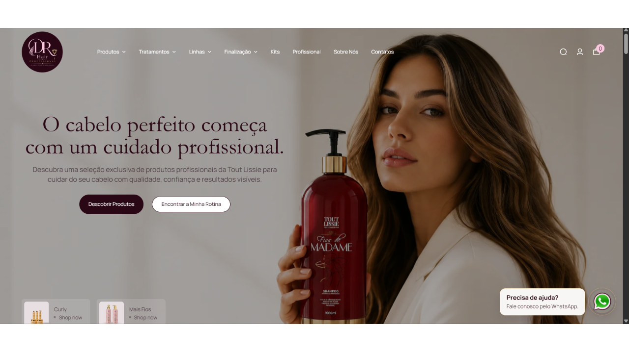Loja online DR Hair Professional desenvolvida pela Criativo Sol